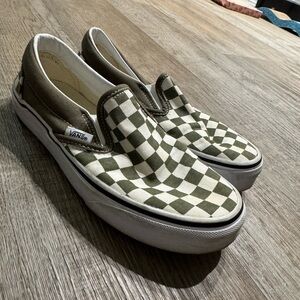 Vans Green Checkered Slip-On Size 6.0